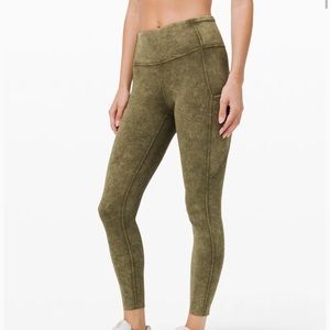 Army Green Lulu Lemon Fast and Free HR Tight 25”